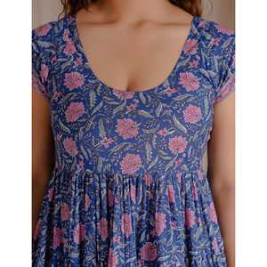 Vestido Azul de Algodón Mulmul con Estampado a Mano, Estilo Casual, Elegante, Gótico, para Oficina, Tallas XS-5XL, Transpirable y Moderno para Club, ODM - Product Image 2