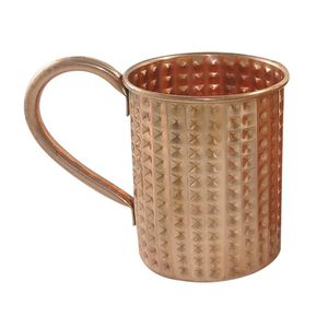 Chope à bière en cuivre martelé à motif carré Design moderne Barware fini mat avec poignée en cuivre pour les fêtes - Product Image 1