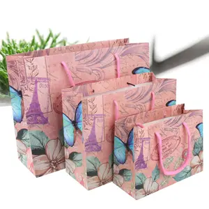 Individuelle mit Logo bedruckte Schmetterling-Großhandelspapiertüte Geschenktüte Einkaufspapiertüte für Boutique-Bekleidungsgeschäft