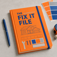 LABON Cuaderno de Proyectos DIY A5 Personalizado, Agenda Naranja de Tapa Dura, Planificador para el Hogar, Materiales para Presupuesto de Habitación, Línea de Tiempo, Banda Elástica