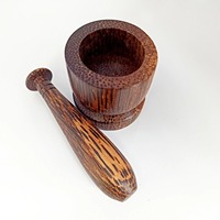 Petit ensemble mortier et pilon en bois de noix de coco pour cuisine outils de broyeur d'herbes à épices en bois de coco palmier
