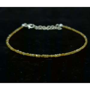 <b>Gold</b> Plated Unisex <b>Bracelet</b> Yellow Diamond Cube <b>Bead</b> 1.5-2.5mm Vintage Trendy Religious Wedding Gift Featuring Zircon - Product Image 2