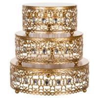 Support à gâteau en métal doré décoratif avec une finition supérieure et une qualité durable pour des présentations de gâteaux élégantes à la maison et lors d'événements