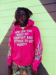 Custom Heavyweight Screen Print Zip Up Hoodie Oversized Vintage Distressed Zipper up 100% Cotton Rhinestone Zip Hoodies 2025 - Product Image 4