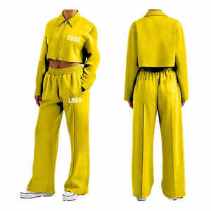 Nuevos artículos Cómodo con capucha y cremallera Top Tracksets Ropa deportiva alta personalizada con estampado informal Tejido de punto Estilo informal - Product Image 3