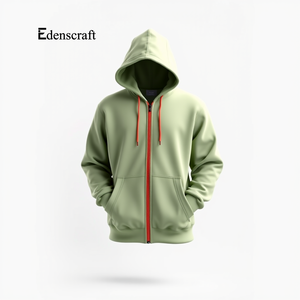 Sweat à capuche en molleton décontracté et confortable pour hommes, grande taille, impression numérique gaufrée, fermeture éclair élégante de couleur unie, teint en plaine d'hiver - Product Image 2