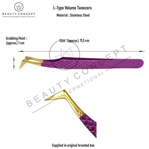 Juego de pinzas para extensión de pestañas de acero inoxidable con punta de fibra OEM y logotipo personalizado al por mayor de Beauty Concept International - Product Image 3