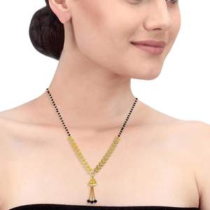 Stylish Long Mangalsutra For Women With Double Chain Black Beads And Beautiful Pendant Design For Party Wear - Product Image 1