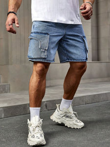 Young Trend men's shorts Blue Straight Leg Jeans Belted Special Bag Cover Design with Mid Waist Free Summer <b>Fashion</b> Loose Legs - Product Image 6