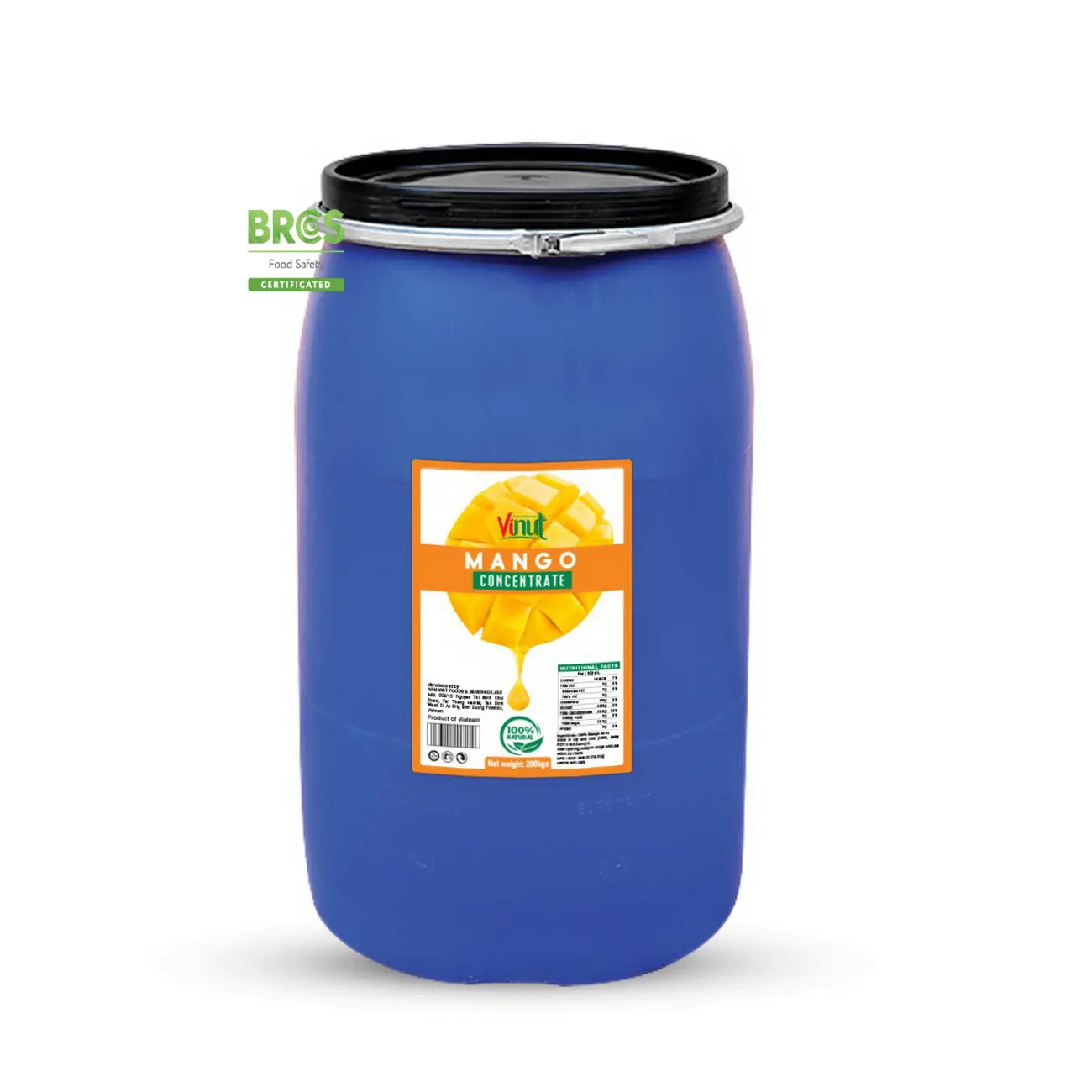 Vinut Mango Juice Concentrado De Natural Drum 200kg-Melhor Fornecedor De Frutas Secas Vietnamita e Concentrado De Frutas