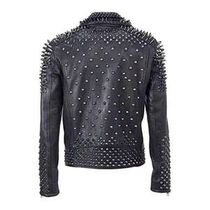 Chaqueta para hombre de piel de oveja negra y lona, estilo casual, para motociclista, ropa exterior, personalizada, al por mayor, para actuaciones en escenario - Product Image 6