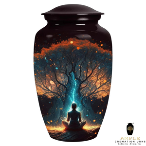 Urna de cremación de aluminio hecha a mano Meena recubierta grande (220 pulgadas cúbicas) y recuerdo (3 pulgadas cúbicas) tamaños urnas de cremación Premium - Product Image 2