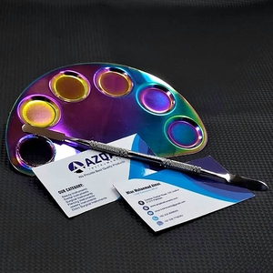 Paleta de mezcla de maquillaje de arco iris profesional herramienta de espátula de acero inoxidable de doble extremo para mezclar base de mezcla higiénica - Product Image 2