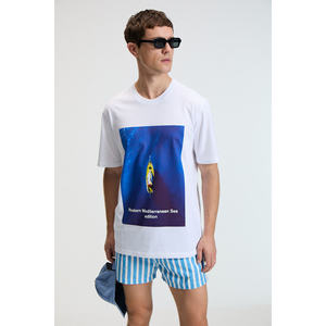 Camiseta de Manga Corta Estampada Extra Grande para Hombre Zest, 100% Algodón, Blanca - Product Image 3