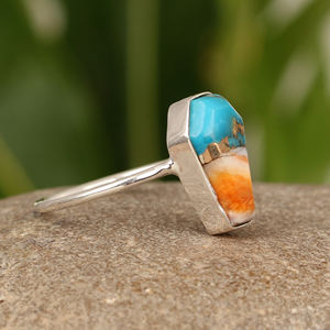 Hermosa ostra Natural cobre turquesa piedra preciosa 925 plata esterlina 8x14mm anillo de ataúd joyería fina para mujer regalo ropa de fiesta - Product Image 4