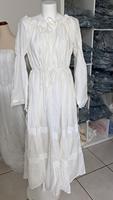 Robe maxi bohème en coton biologique d'été, légère, pour les plages de sable, robe de mariée sans bretelles, taille empire, avec décoration en dentelle