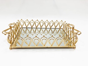 Miroir de luxe et plateau en acier inoxydable jetable Style vintage après-midi thé Dessert assiette gâteau Snack plat - Product Image 5