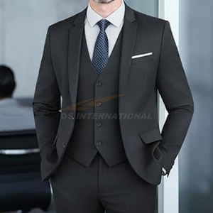 Costume 3 pièces pour hommes avec design OEM personnalisé smoking de mariage coupe ajustée moderne avec blazer et pantalon à trois boutons - Product Image 5