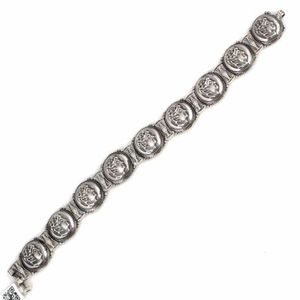 Bracelet en argent sterling 925 plaqué rhodium, motif géométrique religieux vintage, zircon tendance, idéal pour les cadeaux - Product Image 2