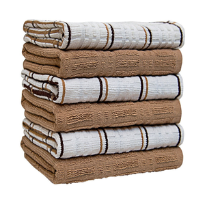 Hébergement prêt à la main rouge rayé 100% coton léger durable brodé 18x28 serviettes de cuisine de style festif à séchage rapide - Product Image 6