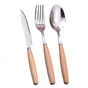 New Stainless Steel <b>Gold</b> Plated <b>Cutlery</b> Set <b>Black</b> Ceramic Bamboo Look Handle Stainless Steel <b>Cutlery</b> Set for Gift Factory - Product Image 3