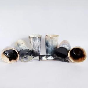 Set of 4 Round Shape Natural <b>Viking</b> Drinking Horn Beer Drinking Horn <b>Cup</b> With Premium Quality Medium Size Wine <b>Cups</b> Agate - Product Image 4