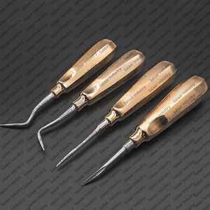 เครื่องมือถอนฟันแบบยกถอน (Elevator)  ขายดี  ทำจากสแตนเลสเคลือบทอง  แบบมีฟันเลื่อยและแบบเรียบ  สำหรับอุปกรณ์ถอนฟัน - Product Image 3