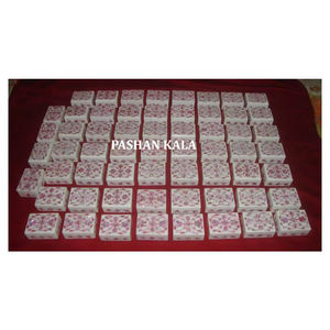 Cajas de Joyería de Mármol Blanco de Alta Calidad con Incrustaciones de Nácar Rosa para Anillos de Boda y Fabricantes de Cajas de Regalo - Product Image 1