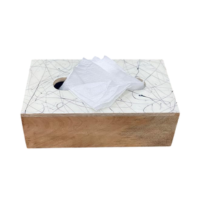 Distributeur de serviettes rectangulaire en bois de manguier créatif fait à la main porte-serviettes au design antique et porte-boîte à mouchoirs organisateur de table - Product Image 1