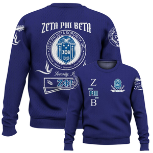 ZPhiB 1920 Zeta Phi Beta azul blanco suéter hermandad de punto Chenille letras vida griega Divine Nine ropa Premium - Product Image 6