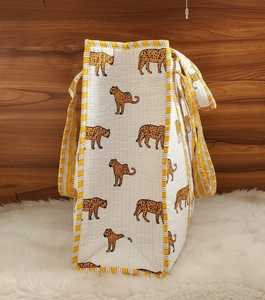 Sacs fourre-tout matelassés 100 % coton pour femmes, sacs à bandoulière de shopping et d'épicerie brodés à la mode avec fermeture éclair, imperméables pour femme - Product Image 2