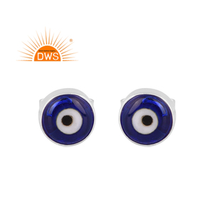 Pendiente de GEMA de resina azul Natural de plata de ley fina superventas, fabricante de joyería personalizada - Product Image 1