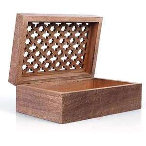 Decorative Carving Brown Hand Carved Modern Style <b>Jewellery</b> Box Wood Crafts Carved Wooden <b>Boxes</b> Storage <b>Gifts</b> from India - Product Image 6