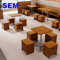 Ensemble table et chaises en bois de style rétro SEM pour café, glacier, restaurant occidental, style antique, pour repas légers, chaises de stand de boulangerie