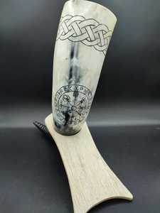 Cornes de verres médiévaux antiques polies à la main artisanat naturel pour hydromel Style nautique décoration de la maison Options de boisson - Product Image 6