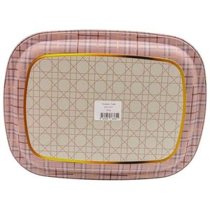 Plateau en métal rectangulaire élégant de 235x305mm Plateau de service décoratif en bois rose avec nacre Matériau nacré - Product Image 3
