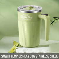 Mug isotherme intelligent Nicebuy en acier inoxydable 316 avec affichage de la température, 450 ml, tasse à café thermique portable, bouteille d'eau de voyage avec couvercle