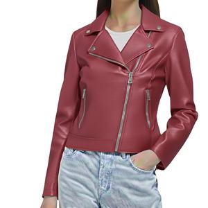 Veste d'hiver pour femmes de luxe, design personnalisé, nouveau style, cuir véritable, teinture unie, col montant, fermeture éclair, taille - Product Image 3