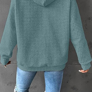 High Quality Women's Heavyweight Knitted Waterproof Hoodie Custom Front Print Logo Polyester Cotton Pullover Hooded Streetwear - Product Image 4