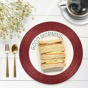 Best Parties Tableware Decorative Red Glass <b>Beaded</b> Rounded <b>Placemat</b> for Parties & Other Functions - Product Image 2