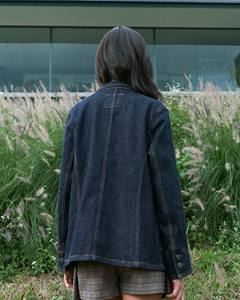 Veste en jean décontractée pour femme, bleu marine foncé, fermeture éclair, écologique, imperméable, coupe régulière, unie, pour l'automne/hiver - Product Image 3