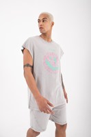 T-shirt sans manches surdimensionné 2023 à épaules tombantes 100 % coton biologique imprimé sur mesure pour homme, style hip-hop, haute qualité, article OEM tricoté