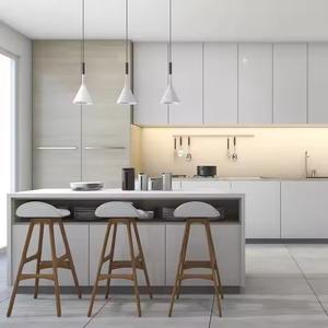 Juego de gabinetes de diseño de cocina de madera maciza de alto brillo, muebles personalizados Rta, gabinete de cocina Modular blanco brillante de Pvc moderno - Product Image 3