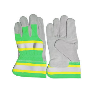 Guantes de trabajo de cuero de la mejor calidad Guantes de soldadura de construcción Guantes de soldadura de cuero de vaca resistentes al calor Cuero de mano de seguridad - Product Image 1
