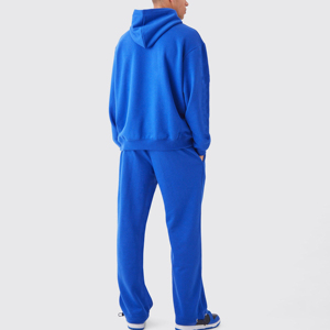 2025 Custom Men's Oversized Cotton <b>Fleece</b> <b>Hoodie</b> Track Suit Eco-Friendly Winter Windproof Flared Pant Hooded Jogger - Product Image 5