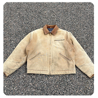 Chaqueta de Mezclilla Casual Vintage de Invierno para Hombre, Estilo Urbano, 100% Poliéster, Cuello Alto, Estilo Camionero, Ropa de Trabajo, Estampado para Exteriores