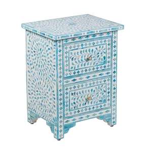 Handcrafted Bone Inlay <b>Drawer</b> Cabinet Luxury Floral Design Wooden <b>Storage</b> Furniture Available At Export Quality And Price - Product Image 3