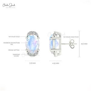 Calidad Premium 1,4 CTW Oval Amethyst Gemstone Pendientes DE BODA 14K Real Gold Half Halo Pave Diamond Studs Jewelry Envío gratis - Product Image 2