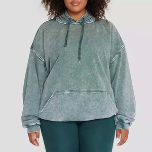 Pulls à capuche délavés à l'acide au design personnalisé pour femmes Streetwear à épaules tombantes pour l'hiver Vente en gros Vintage délavés à l'acide - Product Image 1