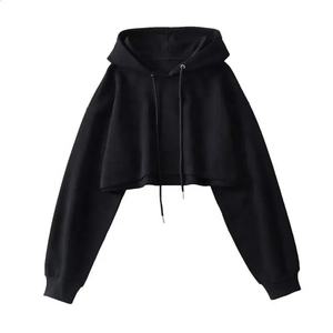 <b>Oversized</b> 380gsm Winter <b>Hoodie</b> for Women Breathable Lined Crop Sweatshirt Hood Thick <b>Fleece</b> Cotton/Bamboo Fiber Sports Shirt - Product Image 4